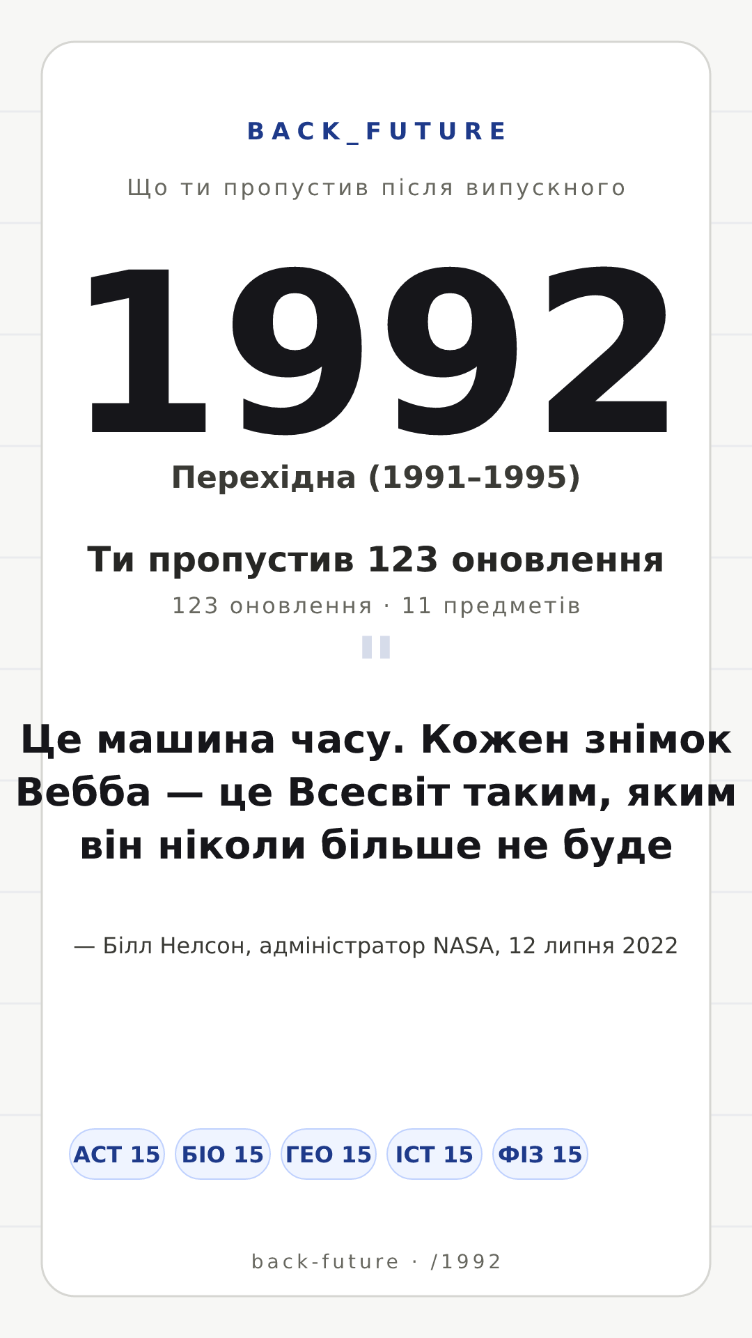 Постер для випуску 1992-го: Перехідна (1991–1995), 123 оновлення